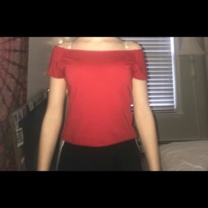 red brandy off the shoulder top